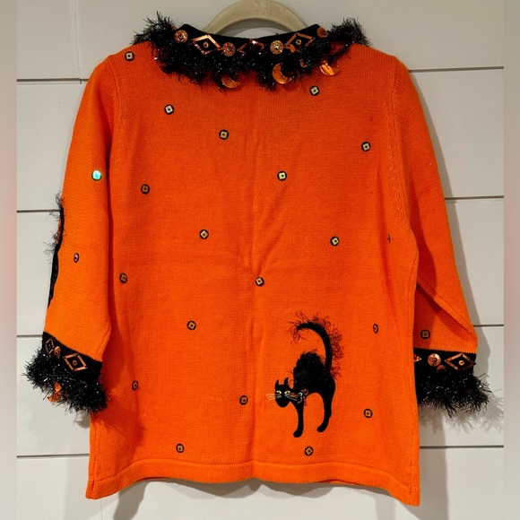 NEW Design Options by Philip and Jane Gordon Black Cat Cardigan Size M - Picture 10 of 14